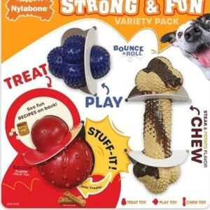 Strong & Fun Dog Toy Variety Pack - Red, Blue, Brown